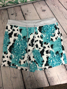 Cow Teal Shorts