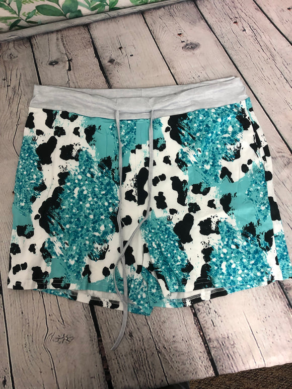 Cow Teal Shorts